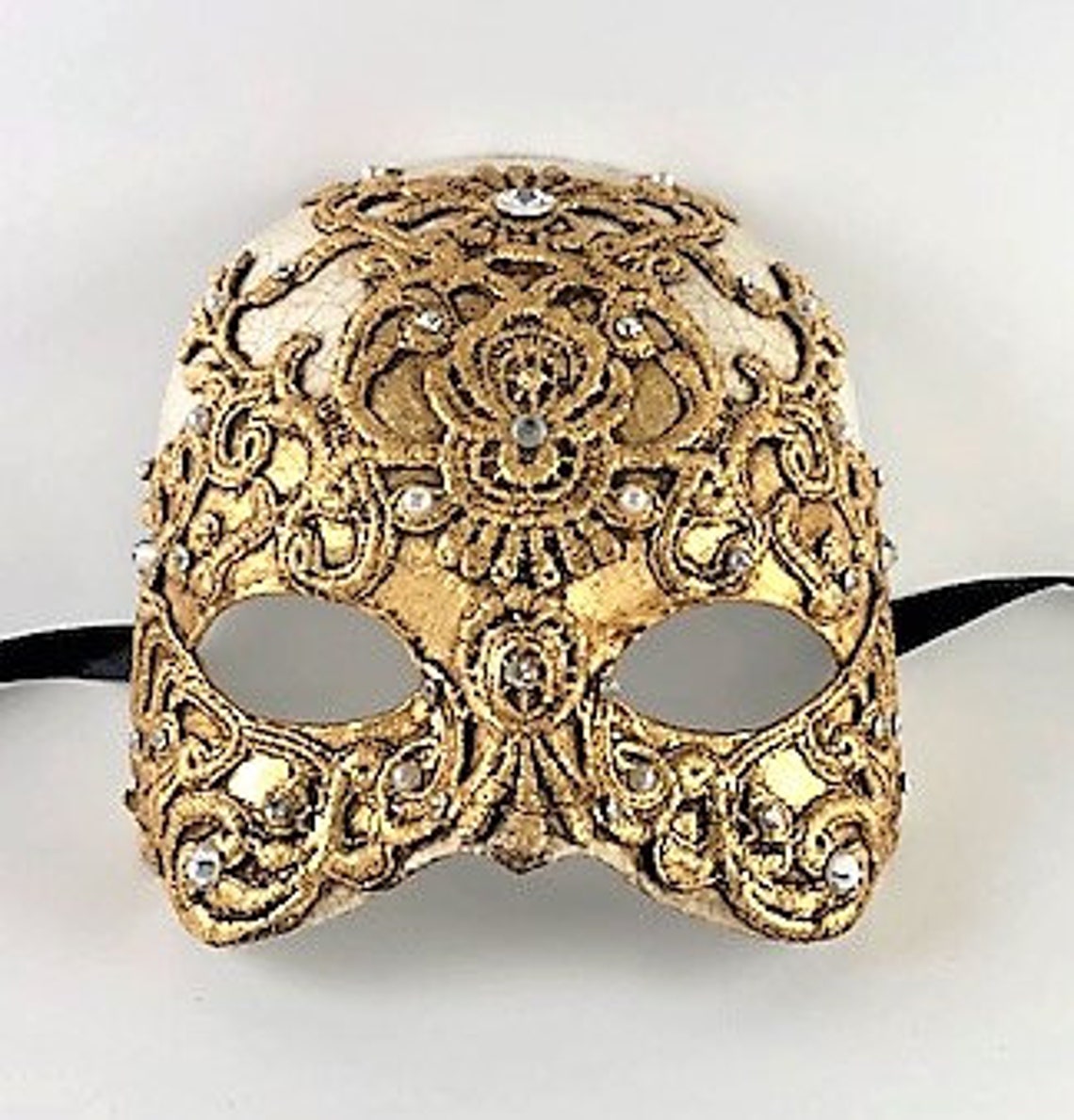 Mezzo Volto Macrame Gold Eyes Wide Shut Mask Half Etsy