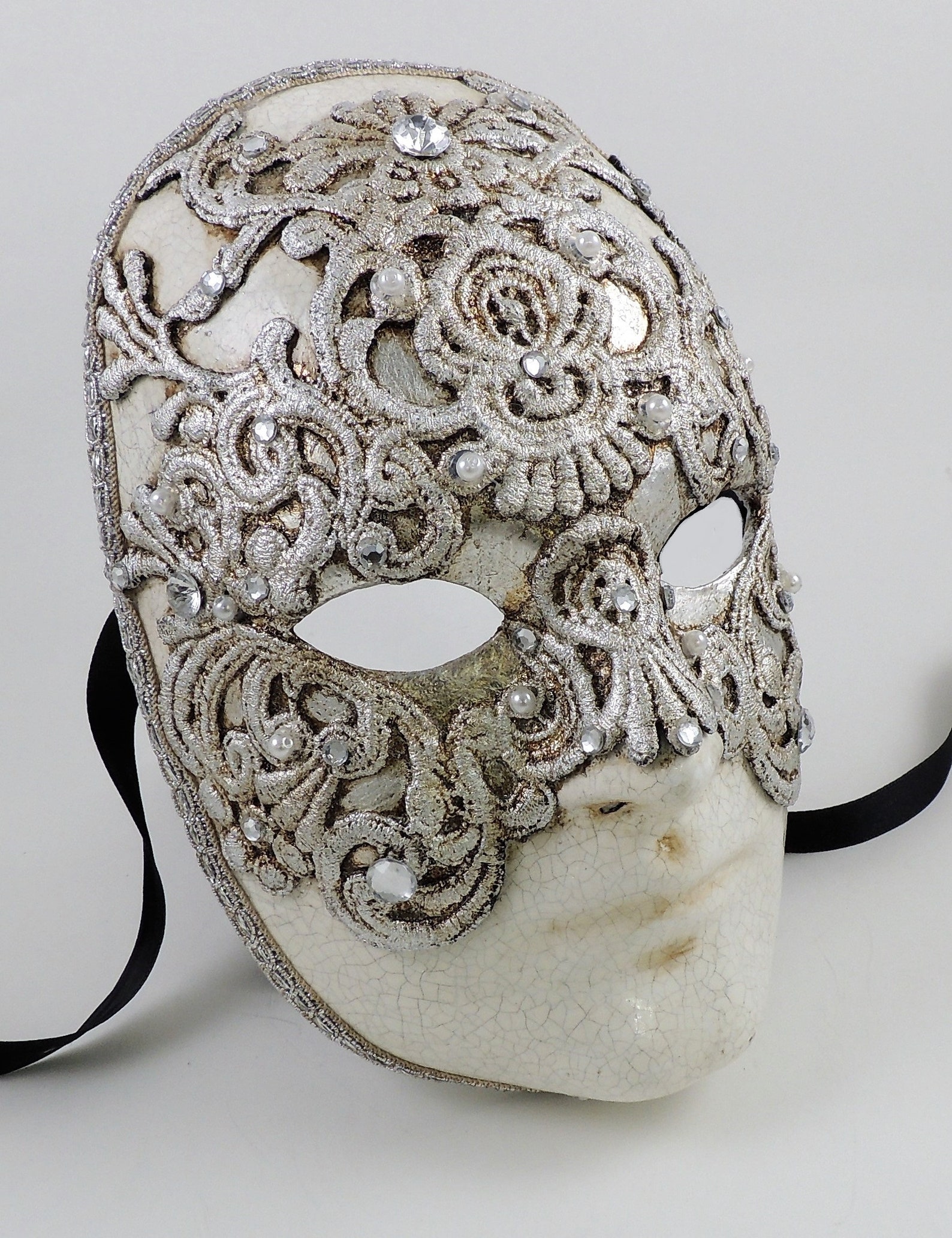 Volto Macrame Silver Eyes Wide Shut Mask Full Face Etsy