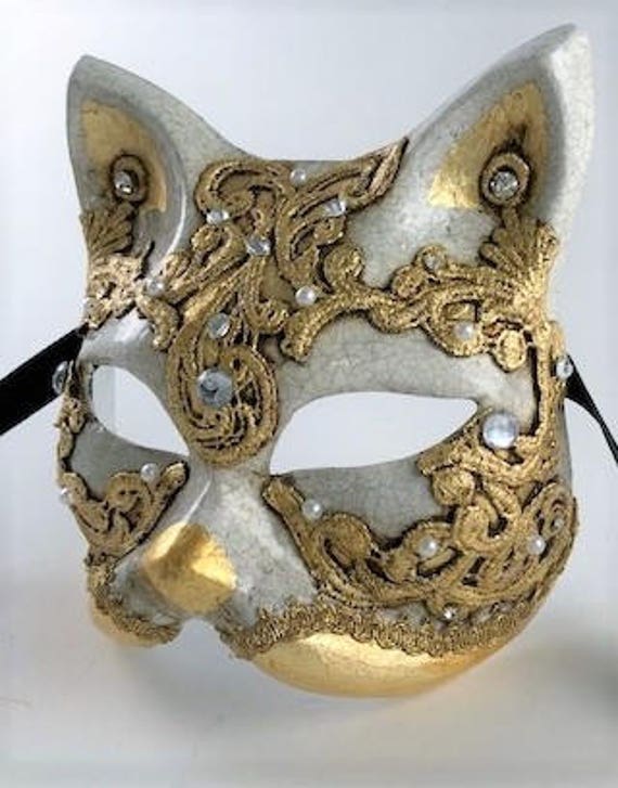 Venezianisches Gold Macrame Katzenmaske Venezianisches Gold Macrame Katzenmaske