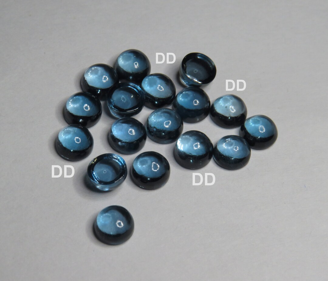 London Blue Topaz Cabochon Round Loose Gemstone Natural London Blue