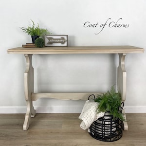 Antique Console hall table. French Country Sofa table. Neutral library table.