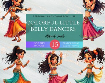 Belly Dancer Clipart: Colorful Kids Dance PNG Graphics (Commercial Use