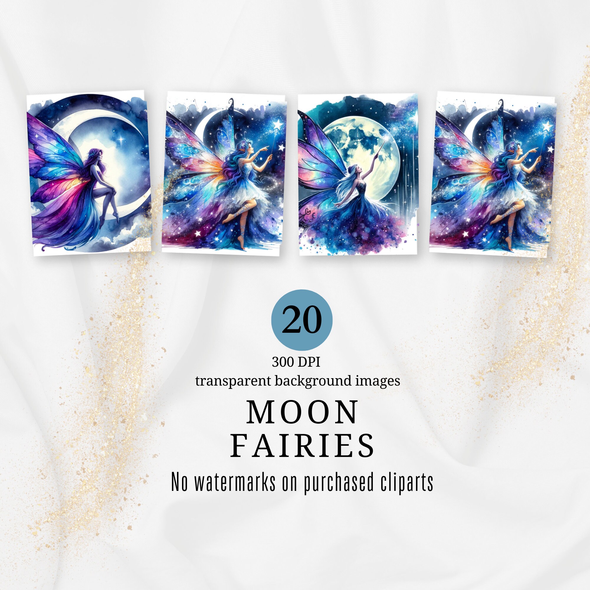 Moon Fairy Clip Art Pack, Fairy Images, Beautiful Fairies, Commercial ...