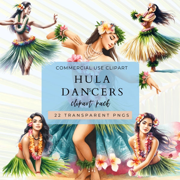 Hawaiian Hula Dancers Clip Art Pack, Commercial Use, Island Vibes, Traditional Dances, Invitations, Crafts, Wall Art, Tropical, Performers