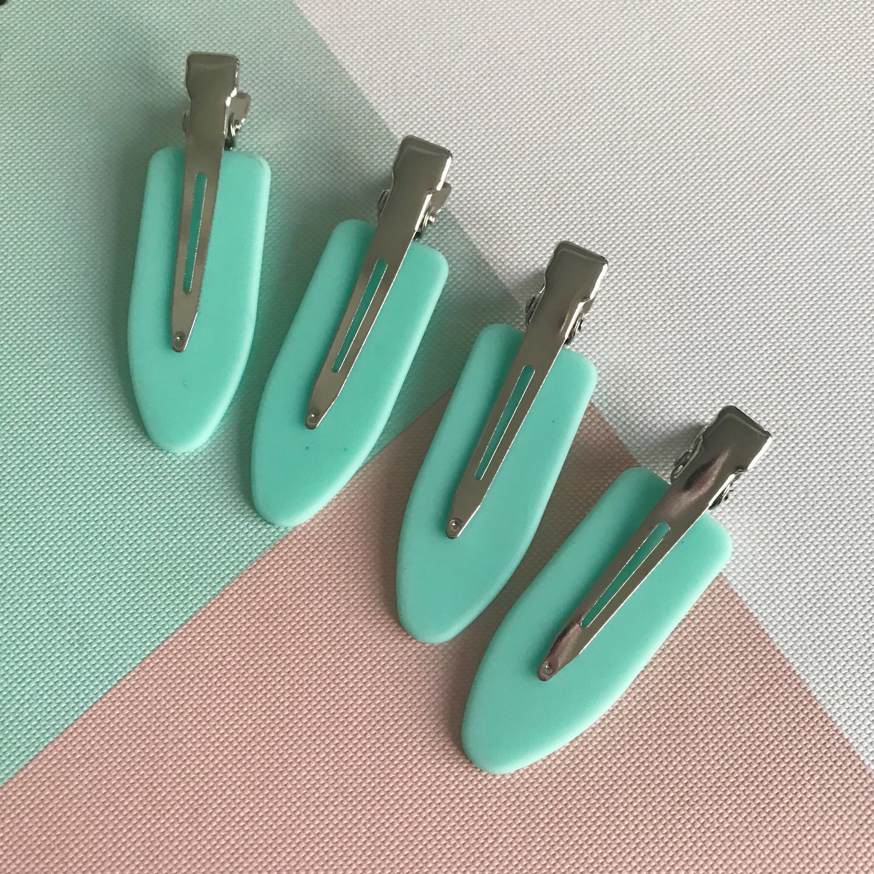 NO BEND No Crease Hair Clips cyan Blue 4 PACK Creaseless Leaf Clip