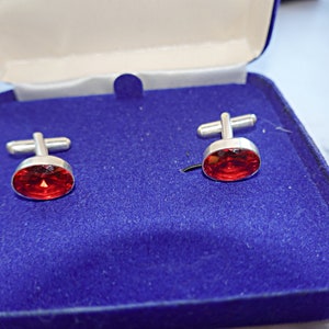 Sterling Silver Red Garnet Men&#39;s Cufflinks, Cuff links,  Mens Jewelry, Groom gift, January Birthstone