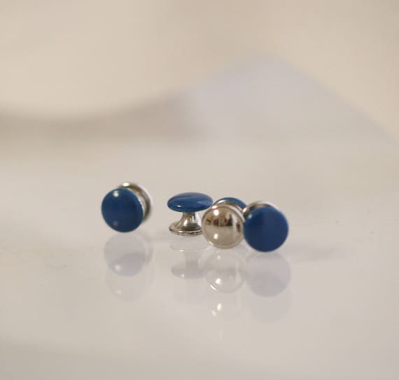 Vintage Tuxedo Shirt Studs - Set of Four - Blue Si