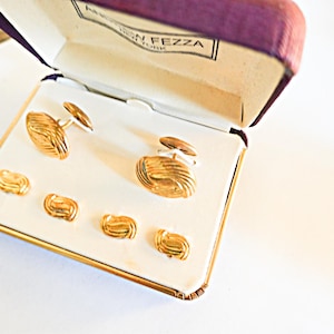 Tuxedo Cufflinks and Studs, Yellow Gold Filled Wedding Cufflinks,  Minimalistic Cufflinks, Groom Gift, Men&#39;s Wedding Tuxedo Cufflinks