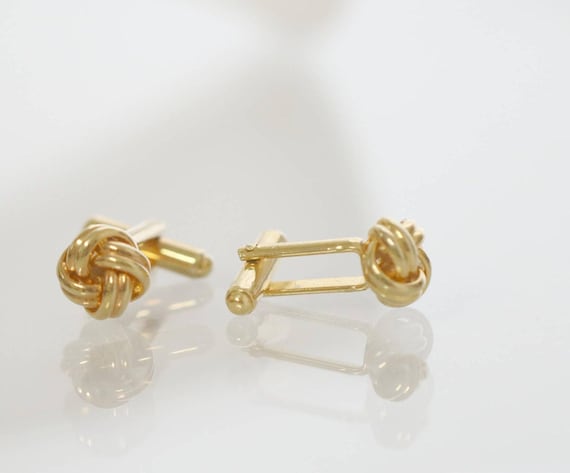 Vintage Gold Knot Cufflinks, Classic Plated Set, Groom Gift