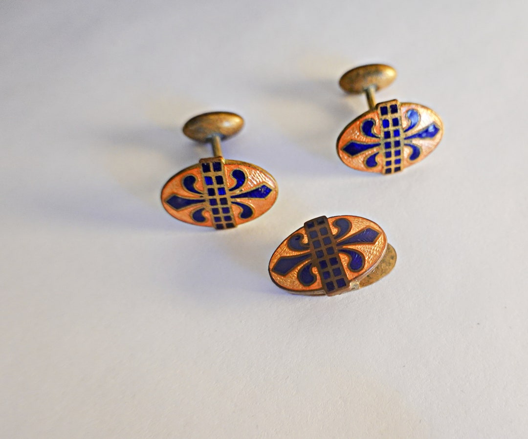 Broches Art Déco Riker Brothers – Or Jaune 14k Avec Perles – Motif Fleur-de-Lis – Vintage Occasion