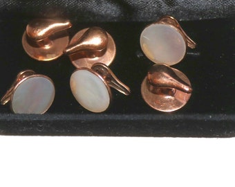 Victorian White Mother of Pearl Tuxedo Shirt Studs, Set of 6 Tuxedo Studs, Wedding Cufflinks, Groom Gift, Men's Wedding Tuxedo Cufflinks