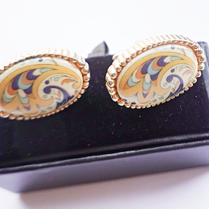 Vintage 1960s Enamel  Cufflinks Psychedelic Cuff Links  Modernist Hipster Men&#39;s Jewelry Gift for Man Unique Men&#39;s Cufflinks