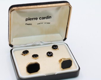 Boutons De Manchette Carrés Or 14 Carats Avec Onyx Noir - Occasion Homme