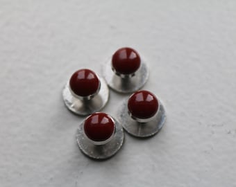 Tuxedo Studs Set of 4 - Burgundy Blush Red  Tuxedo Shirt Studs – Deep Red Tuxedo Shirt Studs - Red Tuxedo Shirt Studs-Groomsmen Gift-Men's