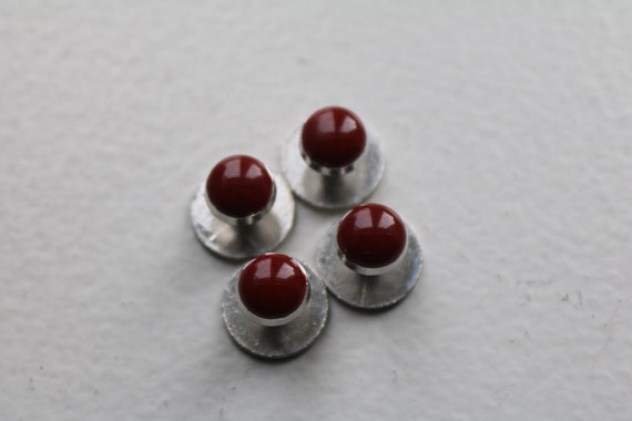 Tuxedo Studs Set of 4 - Burgundy Blush Red  Tuxed… - image 1