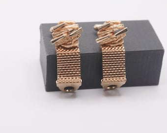 Gemelos dorados vintage, gemelos vintage de malla envolvente