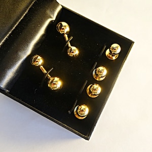 Vintage Tuxedo Cuff Links Shirt Studs Set, Gold Filled Barbell Cufflinks Studs, Minimalistic Cuff Link Studs, Men&#39;s GROOM Gift, minimalistic