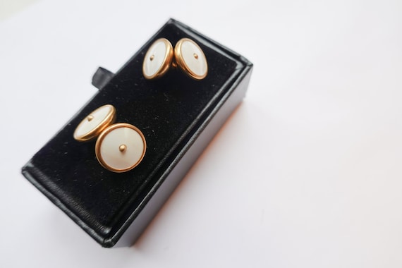 Art Deco cufflinks. White Enamel Cufflinks, Doubl… - image 2