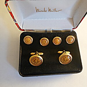 Cufflinks Studs, Nicole Miller Roulette Wheel  tuxedo studs and cufflinks,  Gambler, Casino Las Vegas Mens jewelry, Bachelor Party