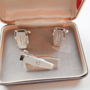 Initial &quot;B&quot; Cufflinks and Tie Bar Set, Men&#39;s Initial Jewelry, Gift for Man, Father&#39;s Day Gift, Suit Accessory