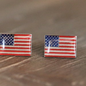 American Flag Cufflinks, USA FLAG Cuff Links Gift, American Patriotic Gift,  Men's Gift, Men's Novelty Gift