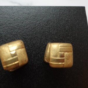 Antique Vintage Art Deco GOLD Cufflinks, YELLOW Gold plated square Cufflinks,  Minimalistic, Groom Gift, Men's Wedding Tuxedo Cufflinks