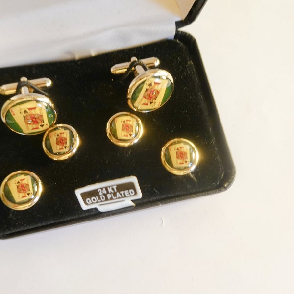 Vintage Cufflinks Studs, Lucky Playing Card Black Jack Gambler Gift, Tuxedo Cuff Links Bachelor Party  Groom Gift, casino cufflinks studs