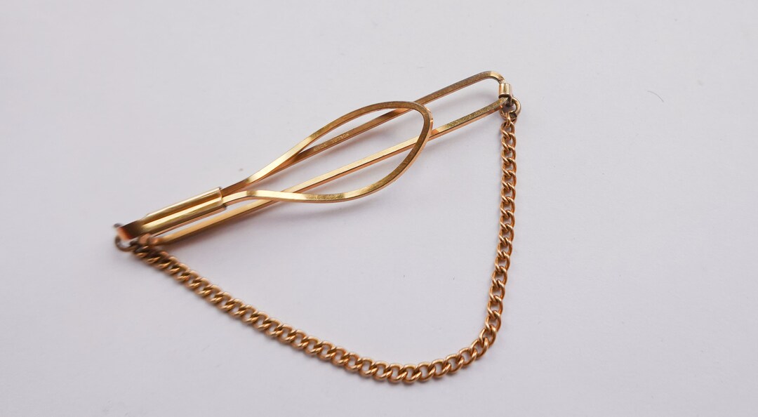 Vintage Tie Bar Chain YELLOW ROLLED GOLD Chaintie Bar Etsy