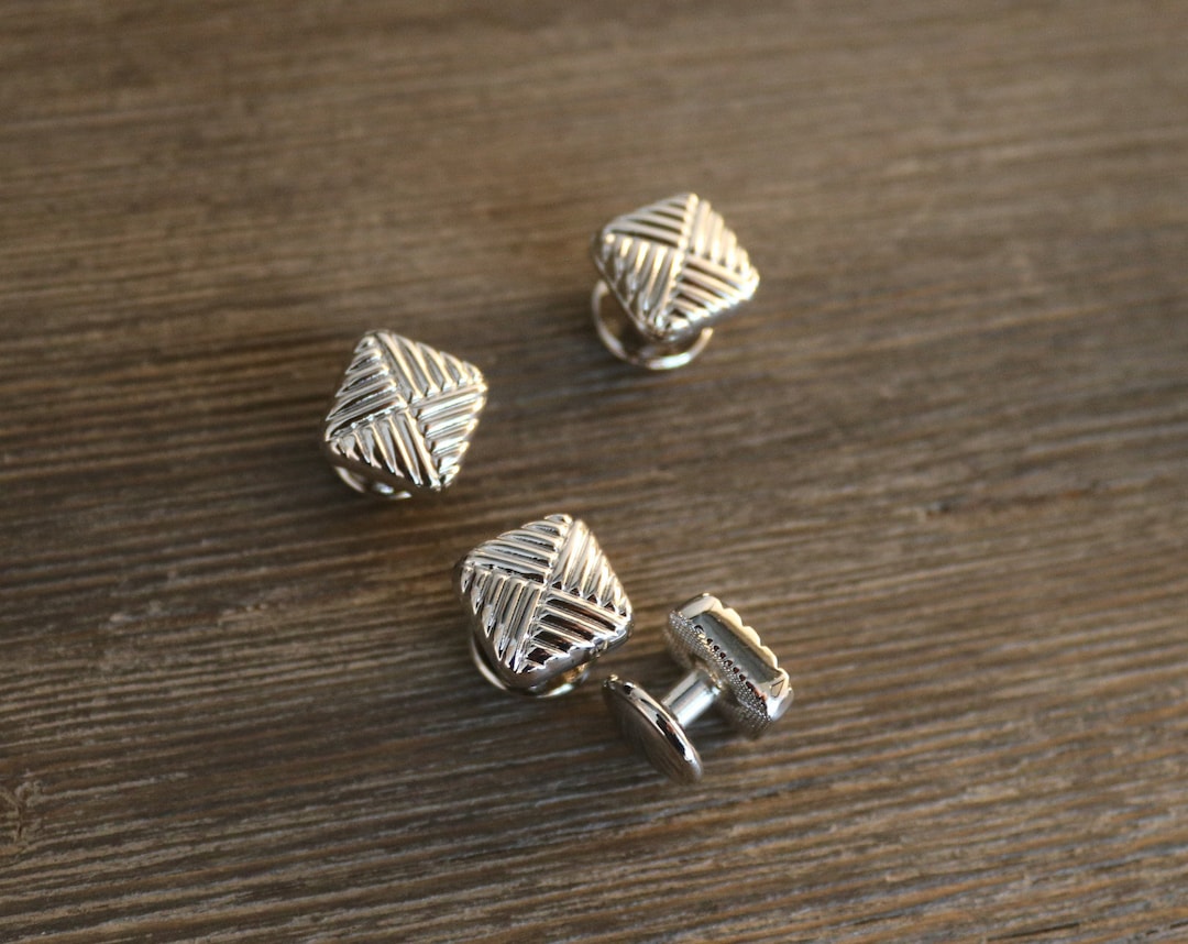 Vintage Tuxedo Shirt Studs Set of Four Silver Tuxedo Shirt Studs Shirt