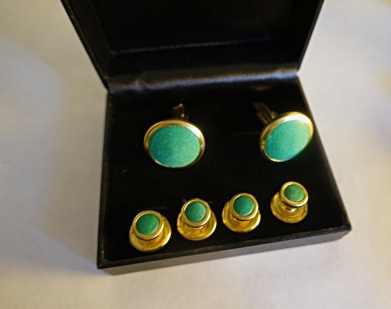 Tuxedo Cufflinks Studs, Green Cufflinks Studs,  W… - image 1