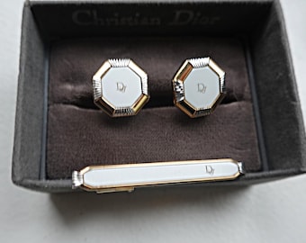 Christian Dior 1960's Gold Plate & Onyx 4 Tuxedo Shirt Studs