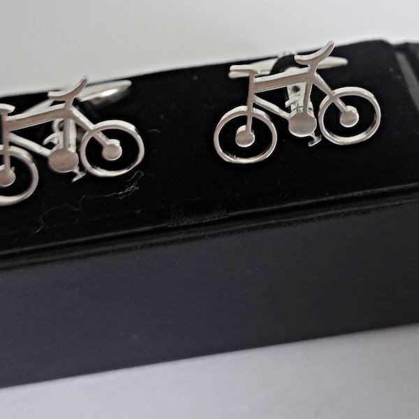 Bicycle bike CUFFLINKS, vintage cufflinks, mens, grandpa, uncle, husband gift, gift bag, cyclist gift, Minimalistic Bicycle Jewelry