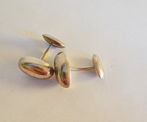 Vintage Art Deco Cufflinks 900 Silver Bar Cufflin… - image 1