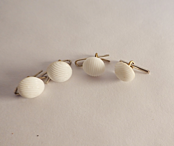 Tuxedo Shirt Buttons Set, White Celluloid Tuxedo … - image 2