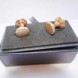 Antique Vintage Art Deco GOLD Cufflinks, YELLOW Gold  Barrel Cufflinks, Vintage Groom Gift, Men's Wedding Tuxedo Cufflinks