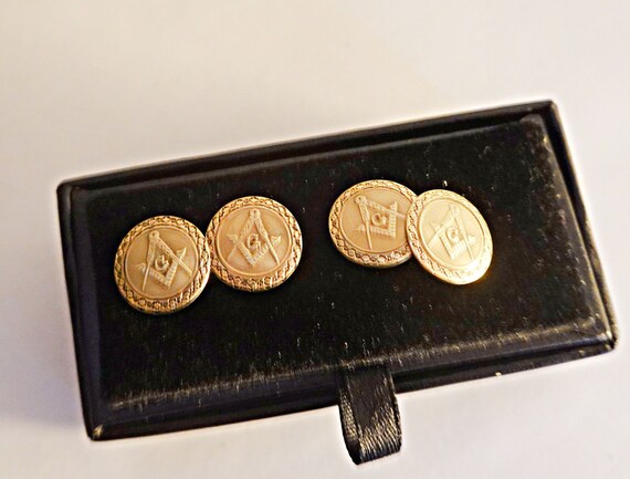 Boutons De Manchette Vintage Or Masonic/Shriner Par Hickok USA - Occasion Bon état