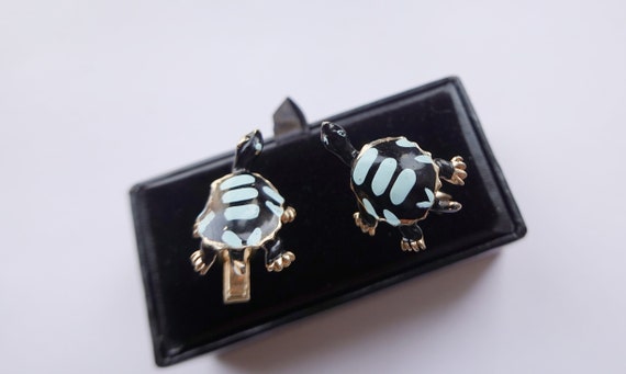 SEA TURTLE CUFFLINKS, Vintage Turtle Cufflinks, N… - image 3