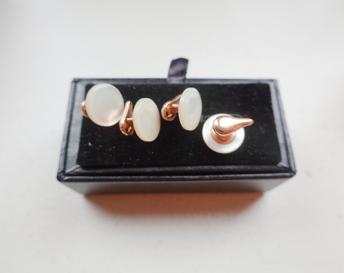 Victorian White Mother of Pearl Tuxedo Shirt Studs, Set of 4 Tuxedo