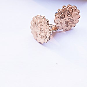 Victorian Gold Floral Cufflinks, Antique Men&#39;s Jewelry, Gift for Man, Anniversary, Birthday, Christmas Gift
