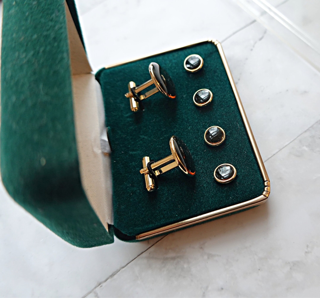 Black Tuxedo Cufflinks Studs, Black Onyx Cufflinks Studs, Minimalistic Tuxedo Cufflinks, Wedding