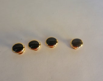 Vintage Black Tuxedo Shirt Studs, Studs, Black Onyx Tuxedo Studs, 4 Black studs Wedding Cufflinks, Vintage Groom Gift, Men's Wedding Gift