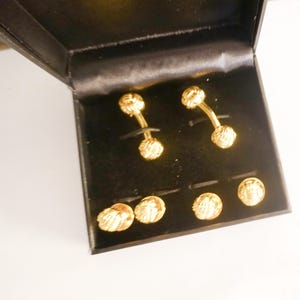 Wedding Cufflinks, Tuxedo Cuff Links Shirt Studs Set, Gold Filled Knot Yellow Gold Cufflinks Cuff Link Set, Men GROOM Gift, Tuxedo Jewelry