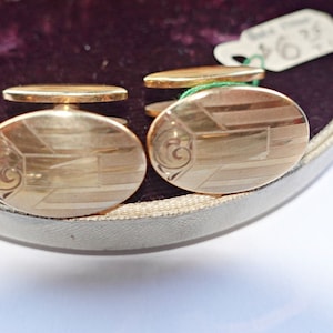Antique Gold Filled Cufflinks, Engine Turned Cufflinks, vintage men&#39;s jewelry, groom, business, birthday gift, suit accessory