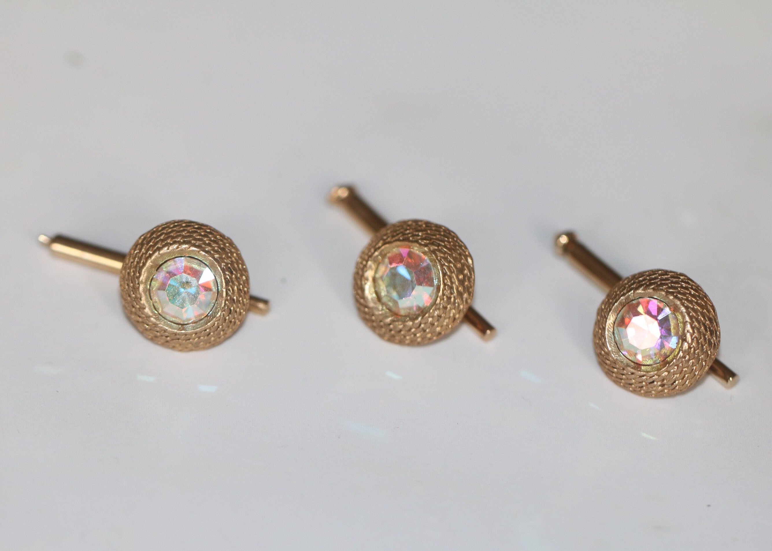 Tuxedo Shirt Studs Crystal Tuxedo Studs Set of 3 Tuxedo Etsy