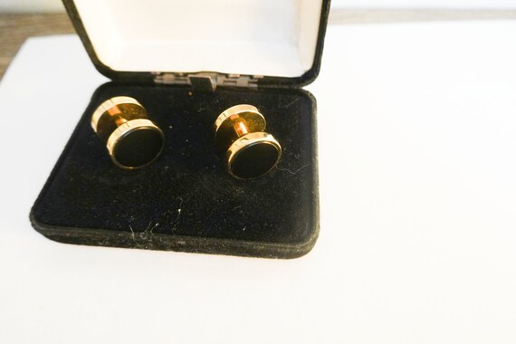 Gemstone Cufflinks, Reversible Onyx & Pearl Gemst… - image 3