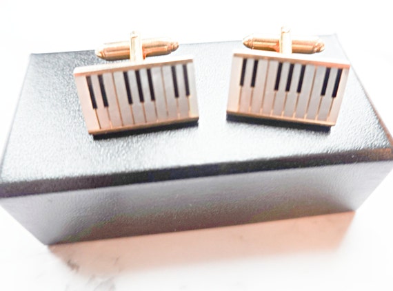 Piano Cufflinks Cuff links,Piano Keys Black Onyx … - image 1