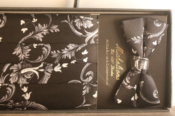 Vintage Tuxedo Silk Cummerbund Bow Tie, New Old St