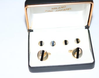 Boutons De Manchette Anciens Plaqués Or Et Nacre - Vintage - Occasion