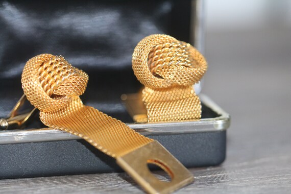 ゴールド　カフリンクス　ヴィンテージ Vintage Gold Cufflinks, VINTAGE 12 Kt Gold Filled Mesh Wrap