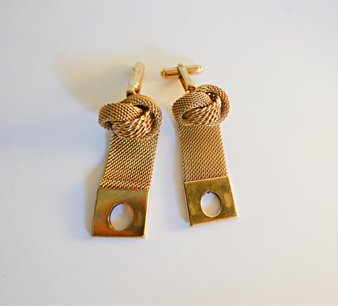 ゴールド　カフリンクス　ヴィンテージ Vintage Gold Cufflinks, VINTAGE 12 Kt Gold Filled Mesh Wrap